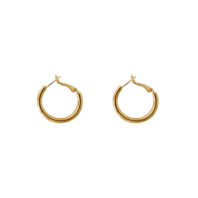 New fashion earrings 925 silver needle earrings women's Korean simple cold wind temperament earrings oval gold-plated stud earrings