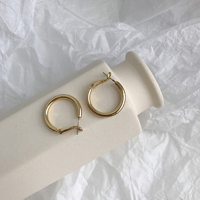 New fashion earrings 925 silver needle earrings women's Korean simple cold wind temperament earrings oval gold-plated stud earrings