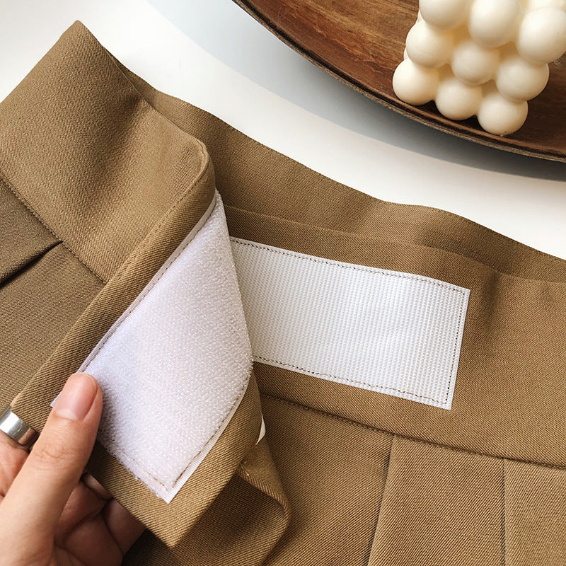 High-waisted design Velcro suit pants women's spring and autumn loose wide-leg floor-length pants diagonal placket pants