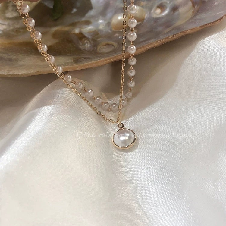 Internet celebrity retro ins simple double pearl bracelet female, cold port style fashionable pearl bracelet