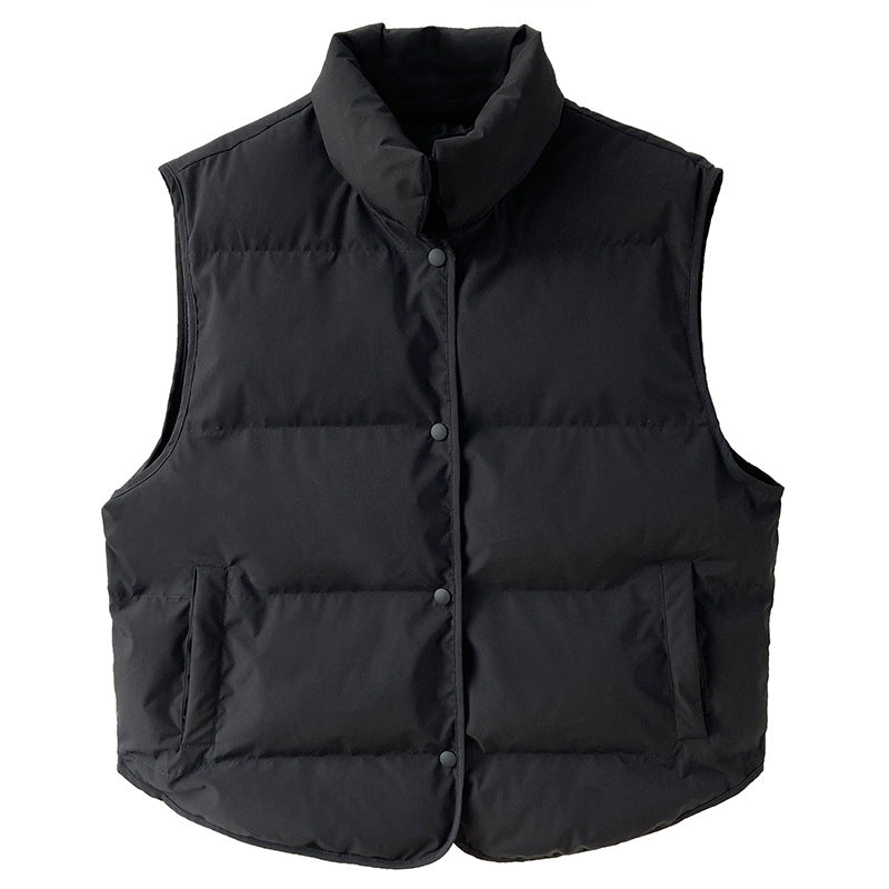 Korean down cotton vest short autumn and winter loose outer wear cotton jacket vest cotton vest jacket