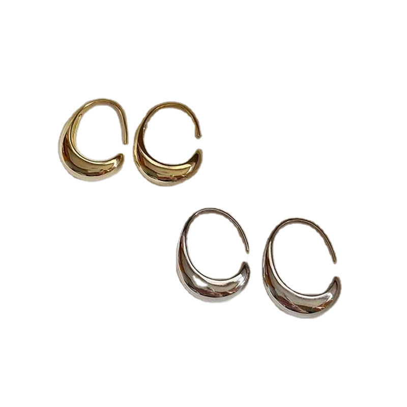 Personality simple smooth cold wind earrings Korean temperament style fashion light luxury design sense small earrings women