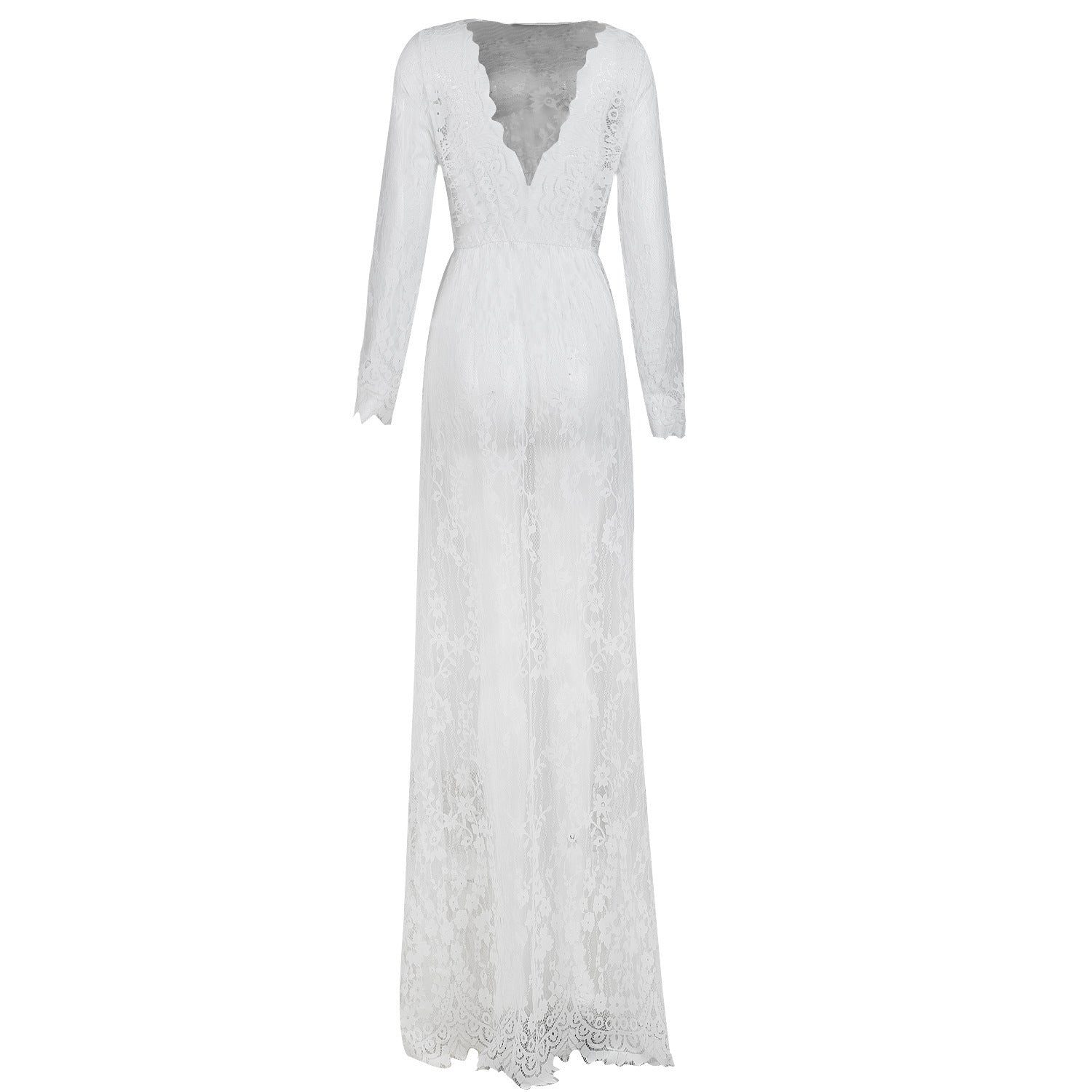 Deep V-Neck Lace Maxi Dress