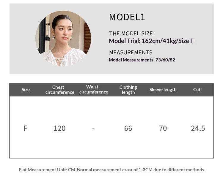 White embroidered shirt women's spring and summer loose and thin lace-up V-neck lantern sleeve top