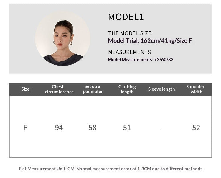 French high-end swing collar knitted shirt spring and summer niche waist ice silk off-the-shoulder top