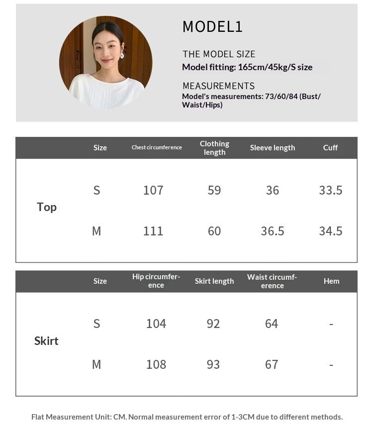 Temperament ruffle edge short-sleeved shirt + drawstring skirt two-piece set minimalist style suit spring and summer