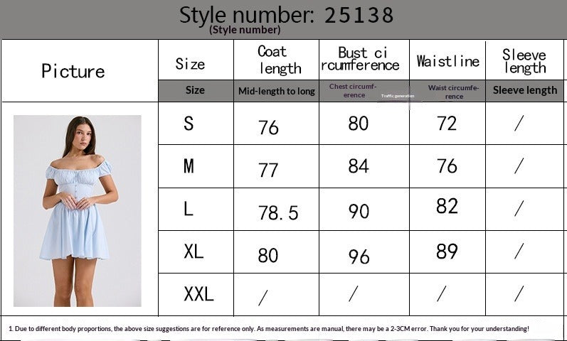 Bubble sleeves waist button short dress