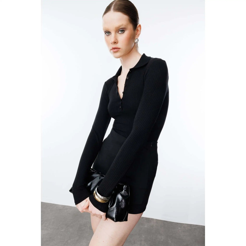 Button-Front Long-Sleeve Bodysuit