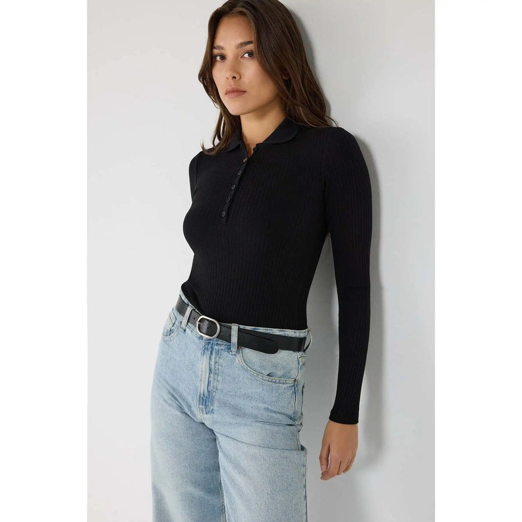 Button-Front Long-Sleeve Bodysuit