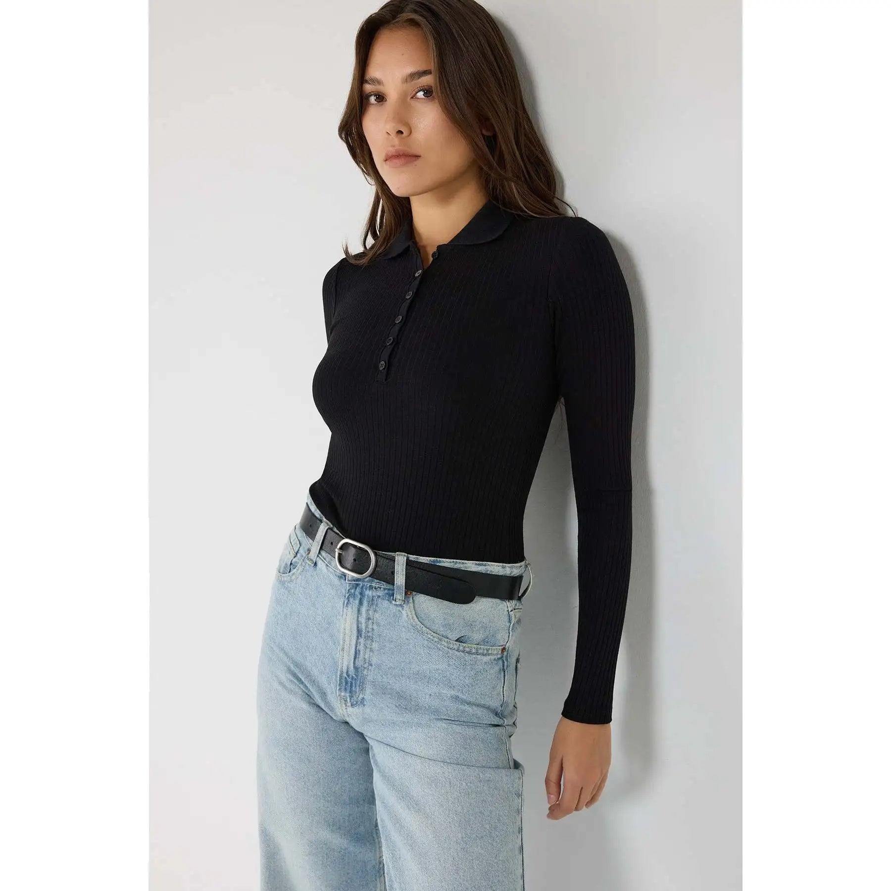Button-Front Long-Sleeve Bodysuit