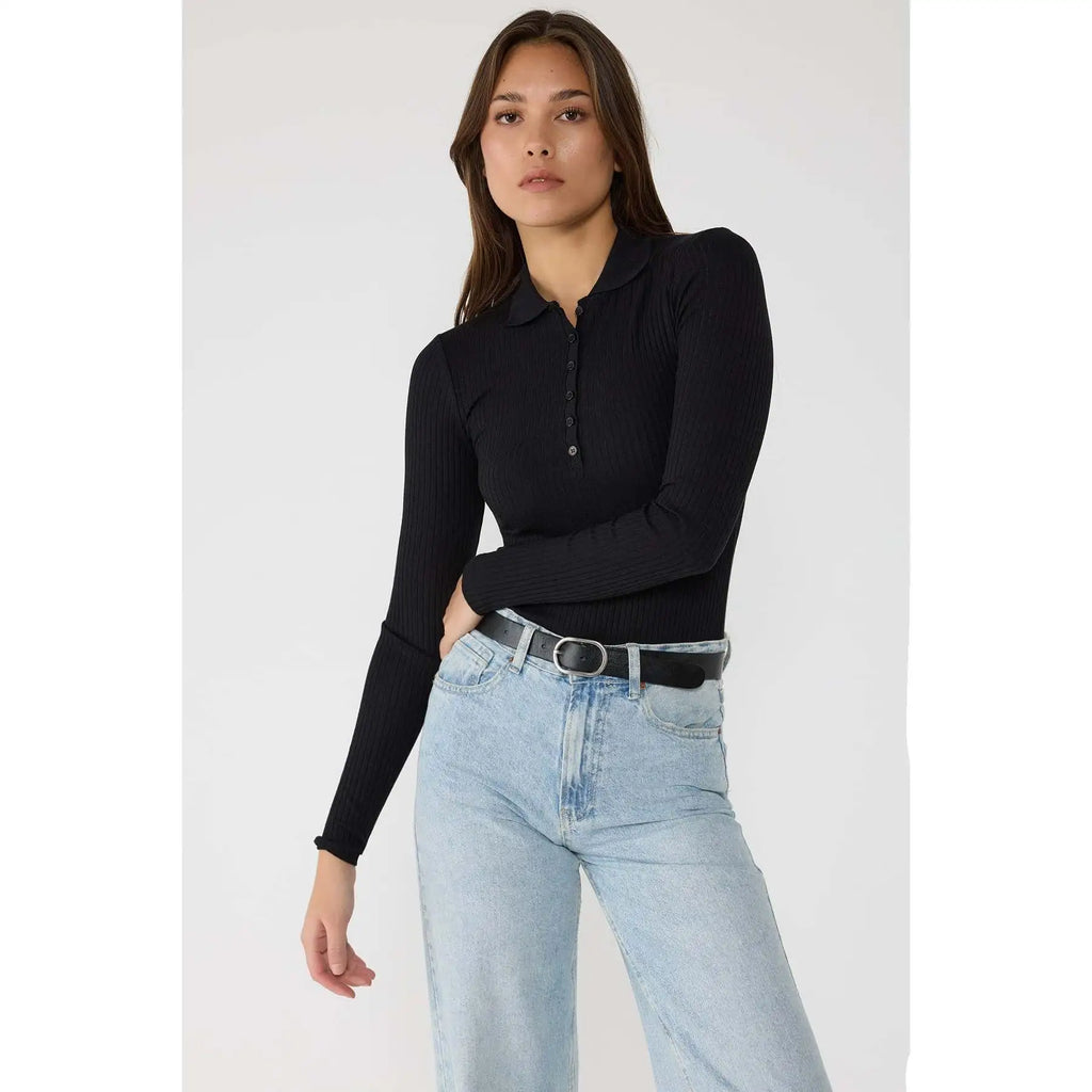 Button-Front Long-Sleeve Bodysuit