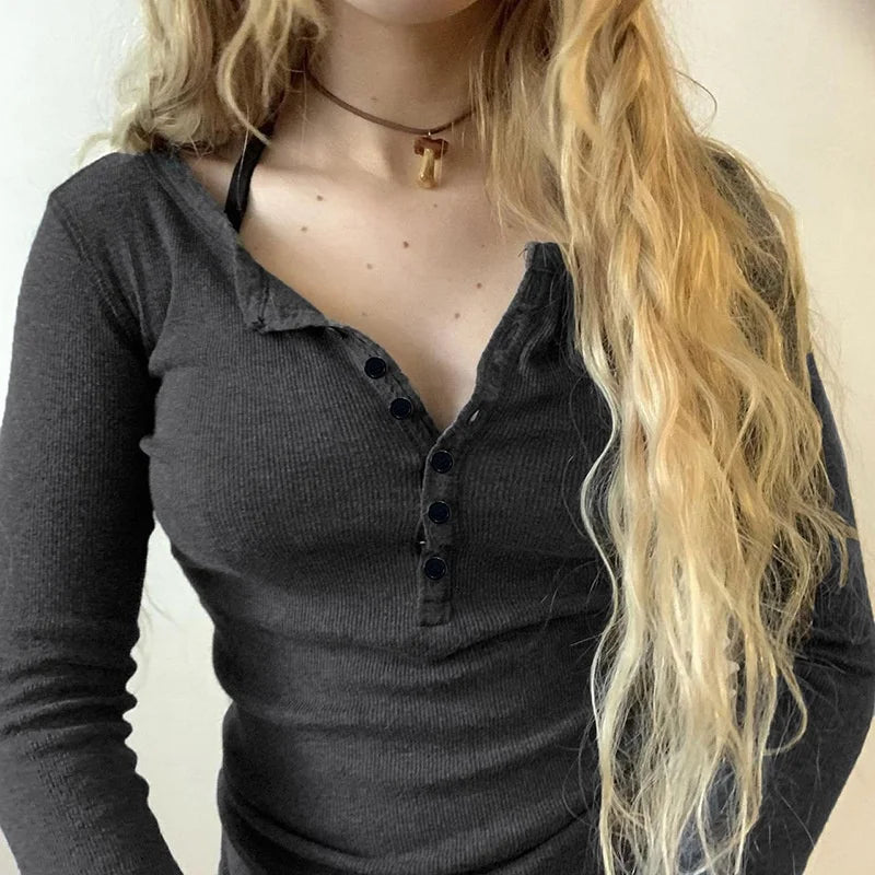 Fairycore Y2K Vintage Button-Up Shirt | Retro Grunge Aesthetic Women's Top