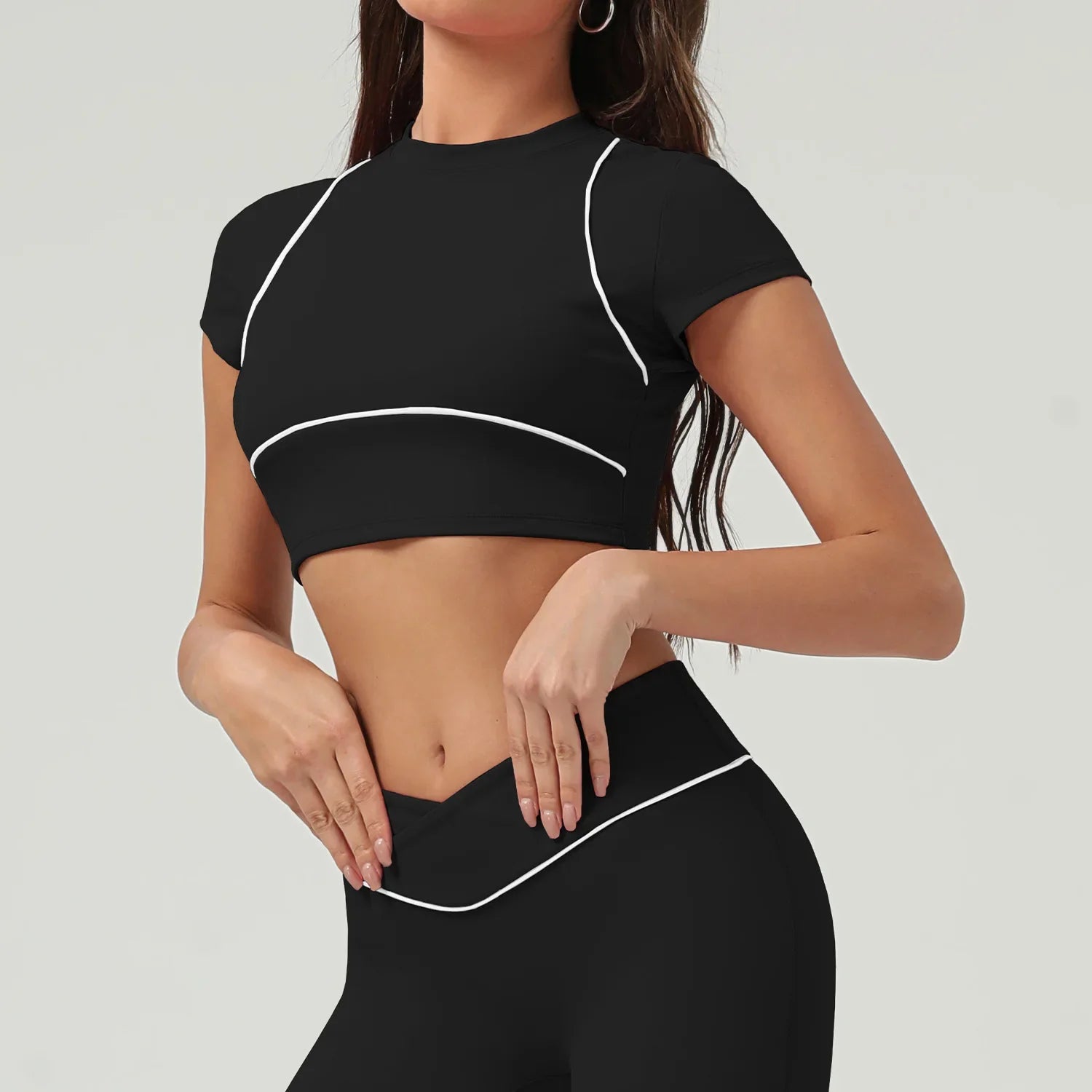 Women's Workout Gym Tennis T-Shirts Soft Short Sleeve Cropped Neck Yoga Workout Tops