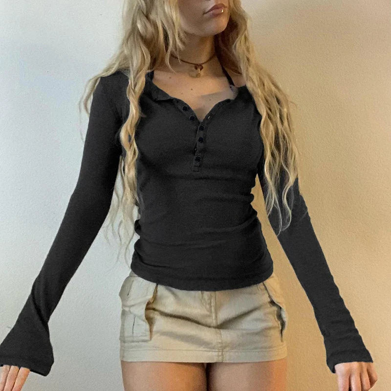 Fairycore Y2K Vintage Button-Up Shirt | Retro Grunge Aesthetic Women's Top