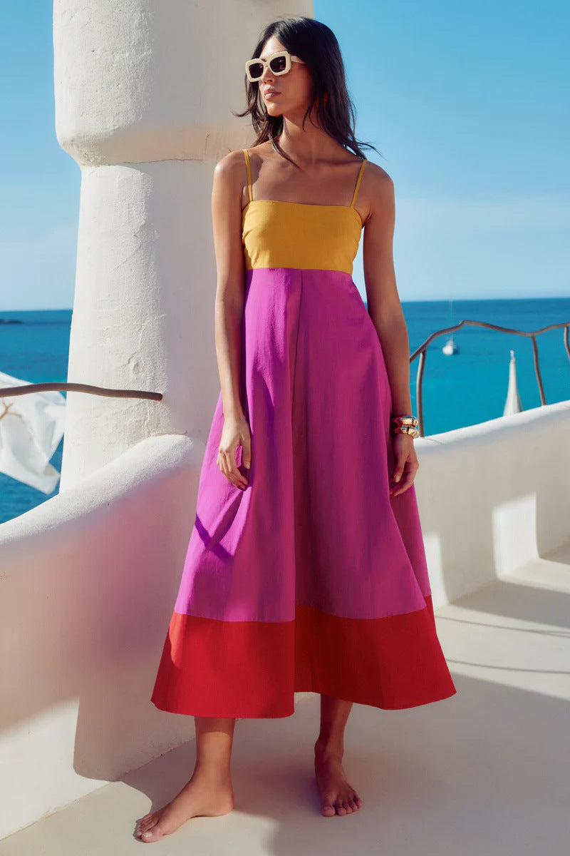 Color Block Cami Maxi Dress