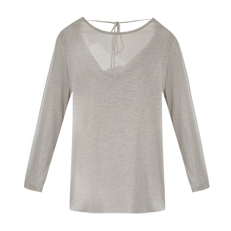 Korean design back swing neck strap T-shirt summer sunscreen bottoming shirt