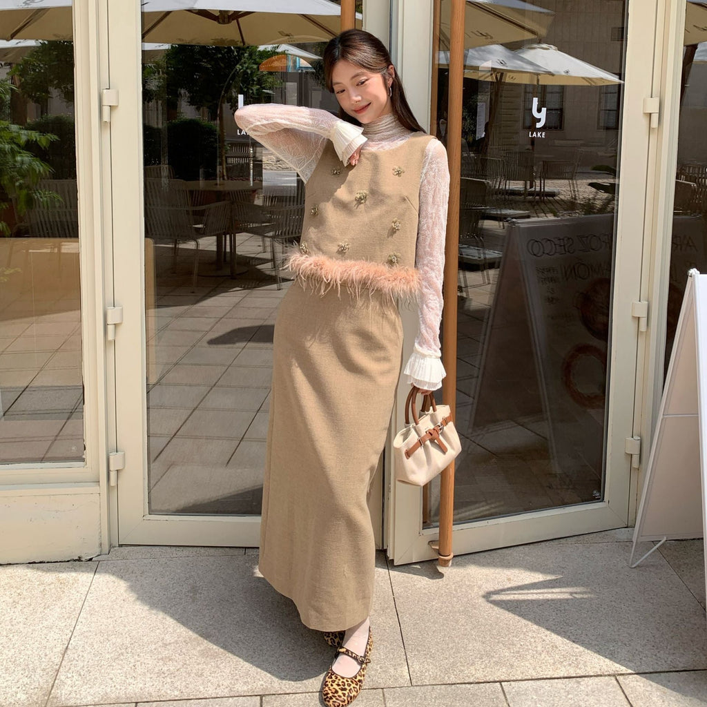 Skinny long high-waisted split-ended temperament skirt