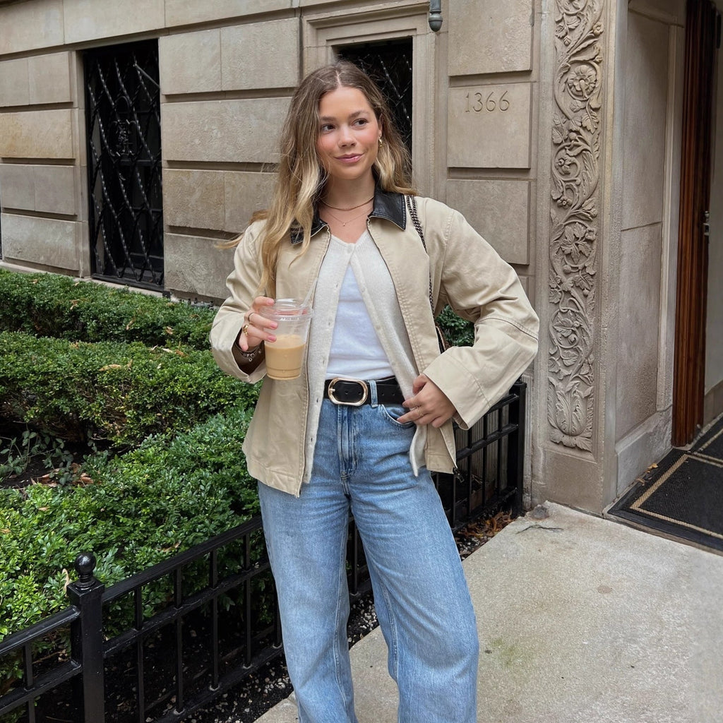 Motorcycle khaki short coat jacket