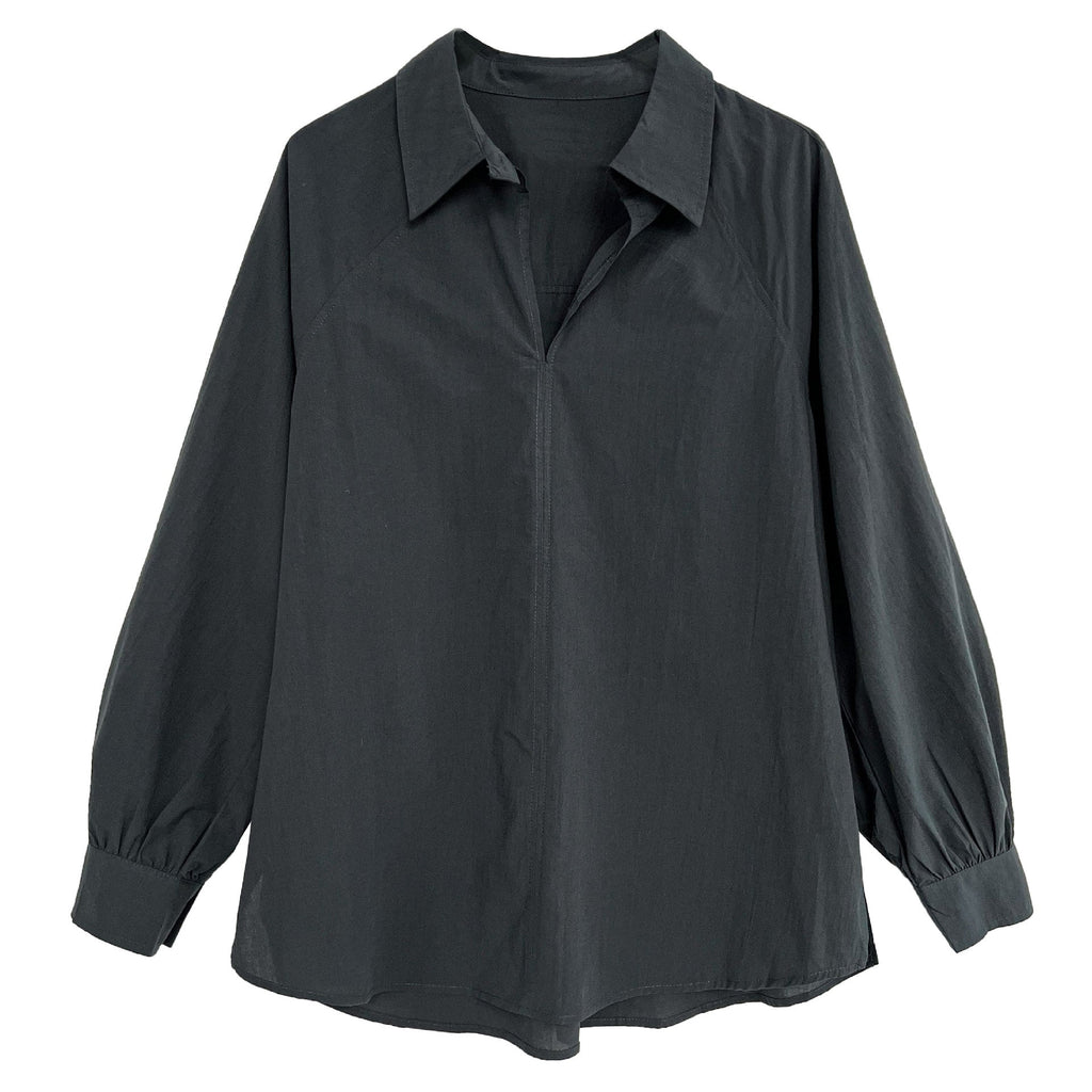 Design sense casual commuting characteristic placket shirt women's autumn new texture loose simple top