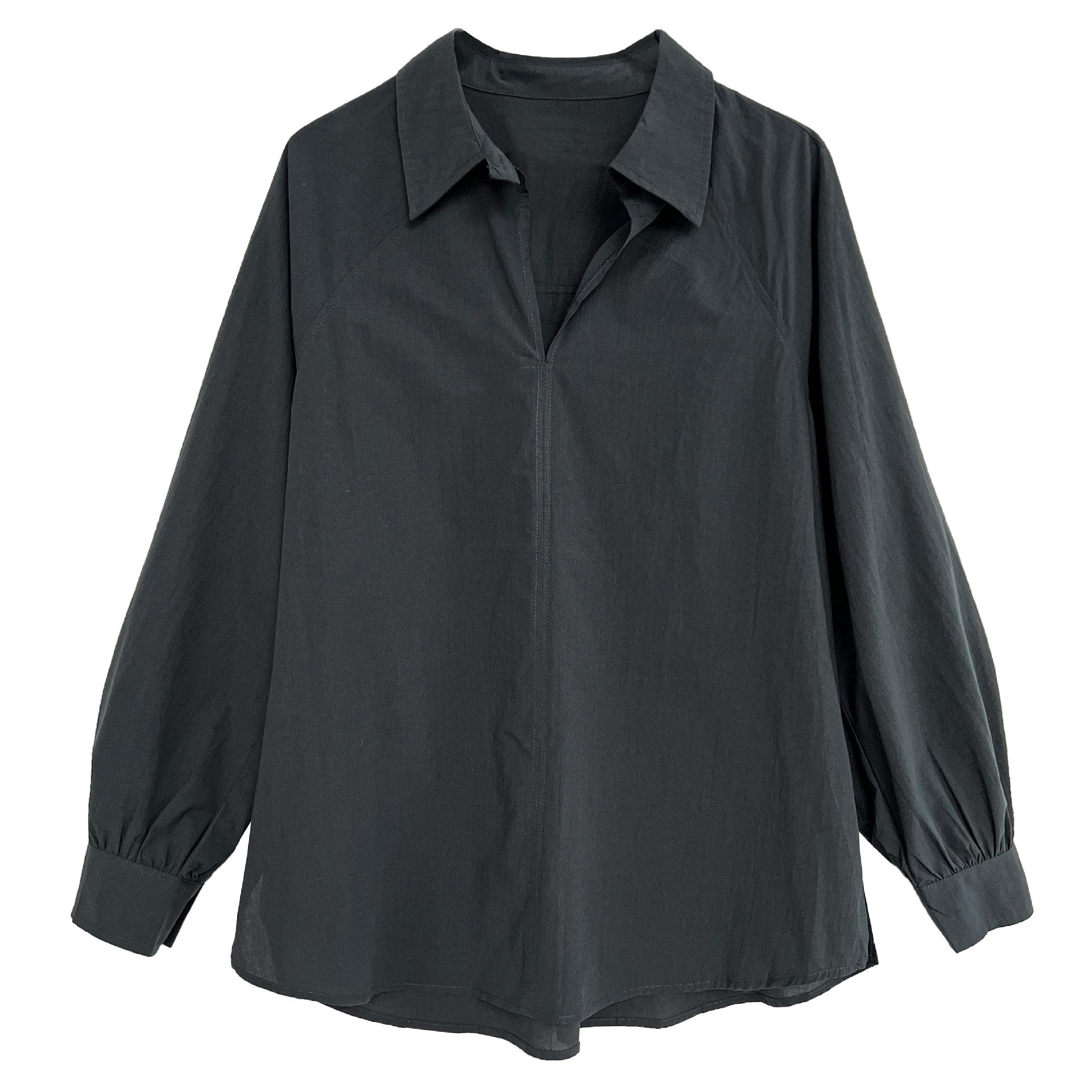 Design sense casual commuting characteristic placket shirt women's autumn new texture loose simple top