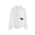 Temperament diagonal placket waist long-sleeved lapel shirt