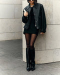 Fashion lapel PU leather jacket American retro motorcycle jacket top jacket