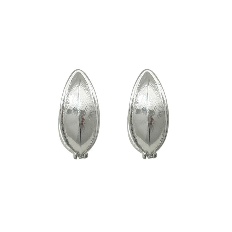 Double-sided leaf earrings niche design high-end temperament versatile S925 silver needle ear buckle