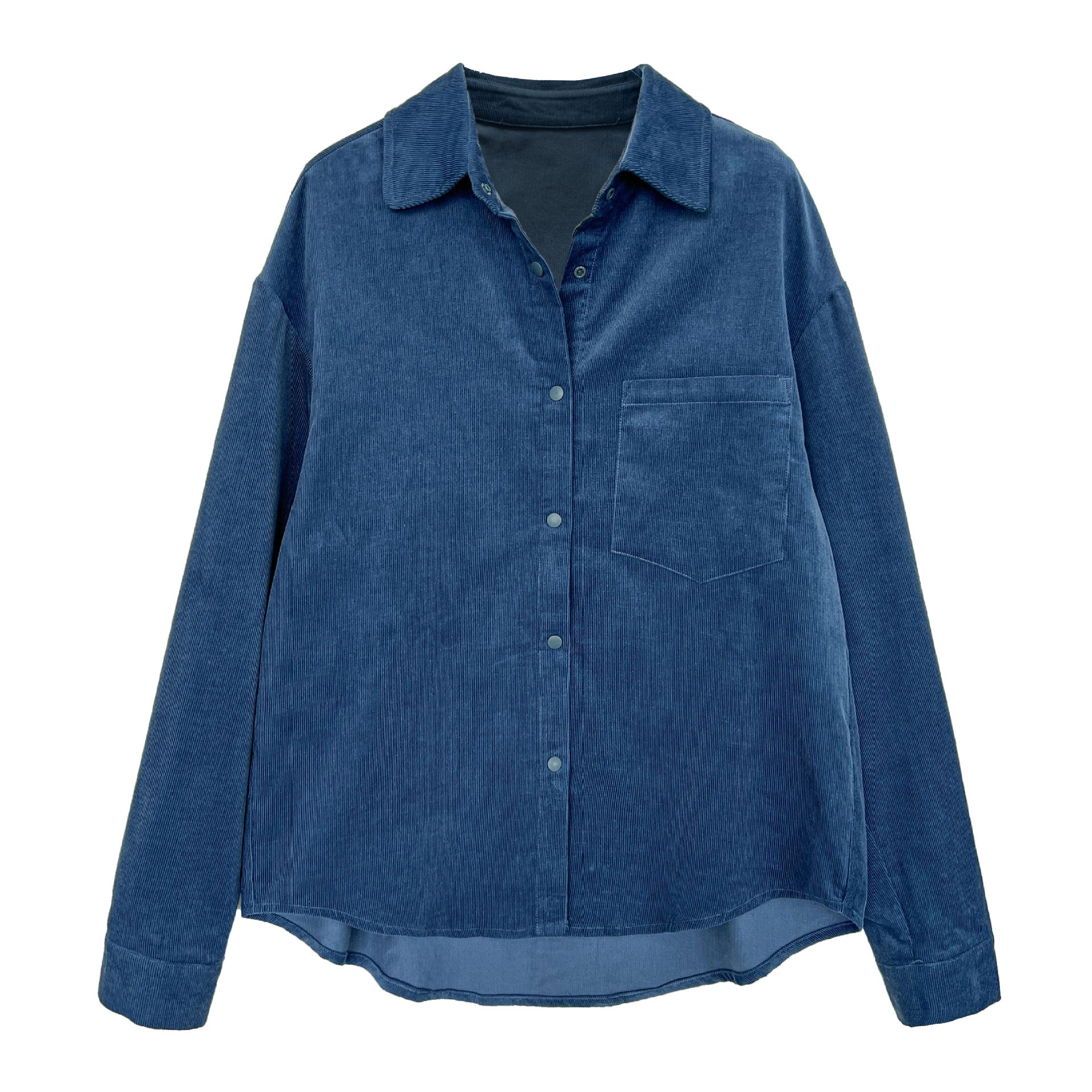Korean lapel corduroy shirt top women's autumn new retro loose lazy coat