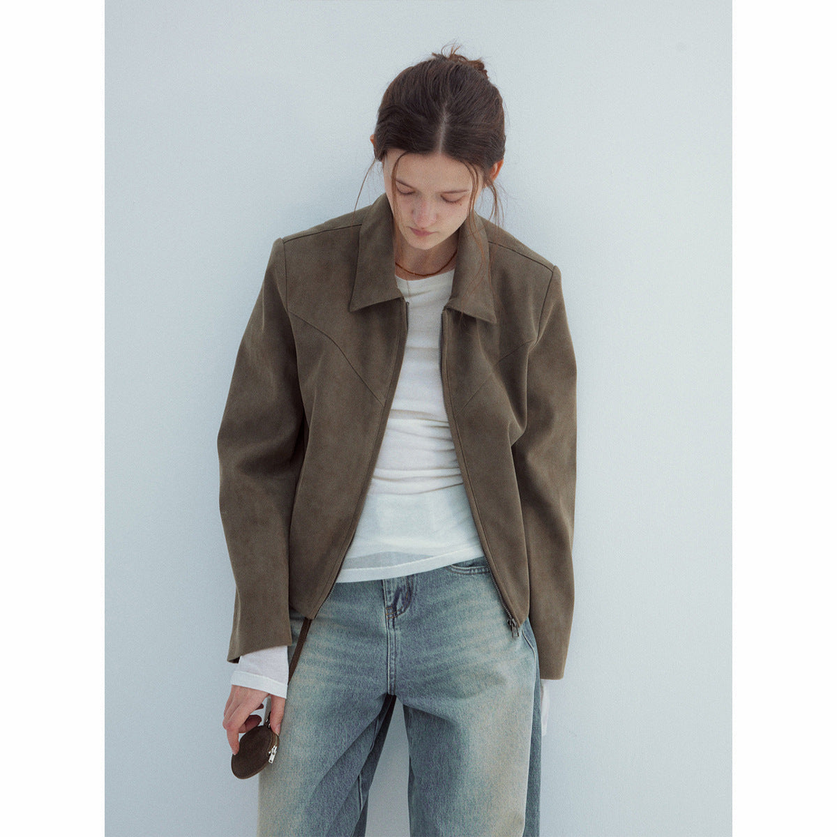 Spring Casual Lapel Maillard Vintage Suede Western Jacket