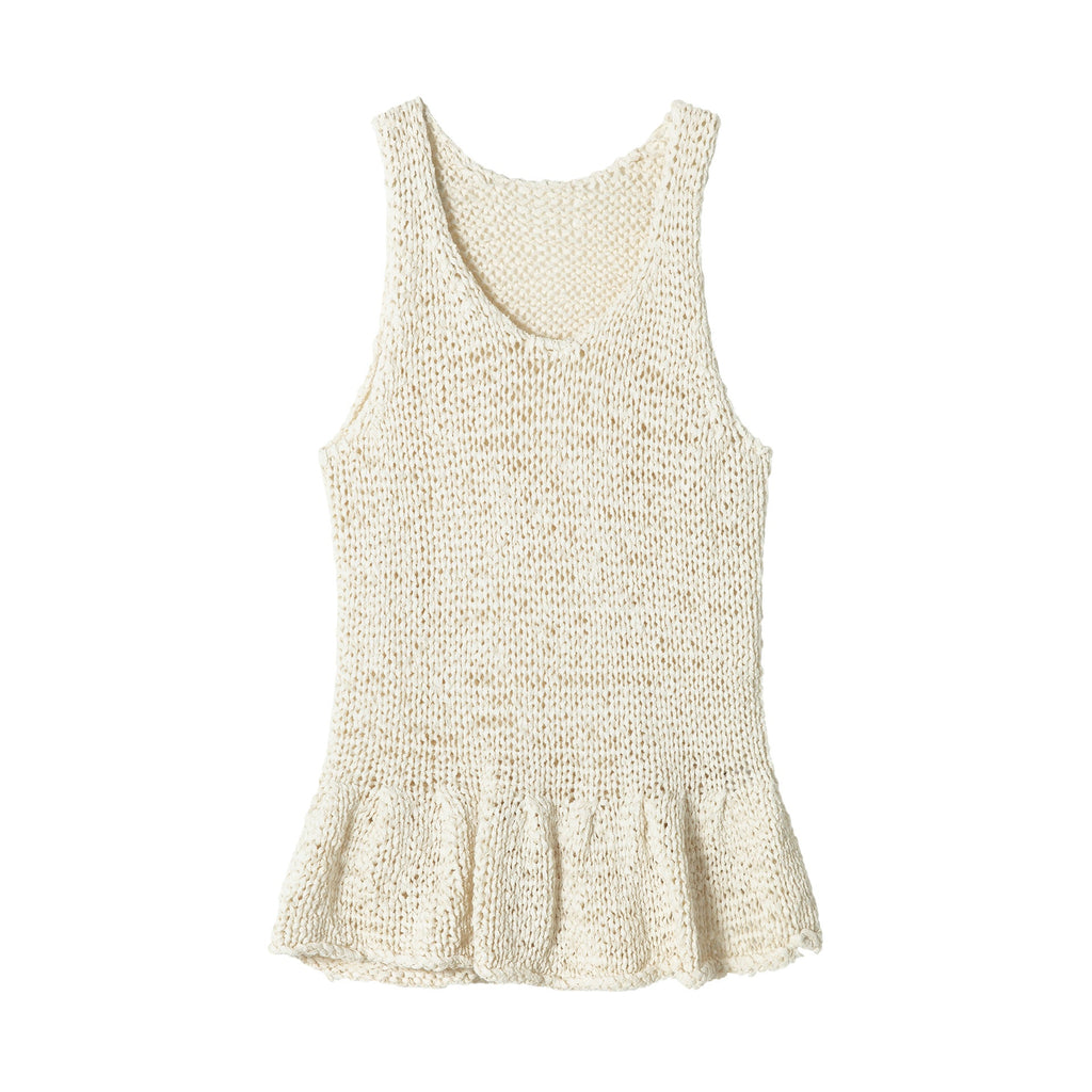 Spring nylon cotton lotus leaf edge narrow U neck texture sling vest