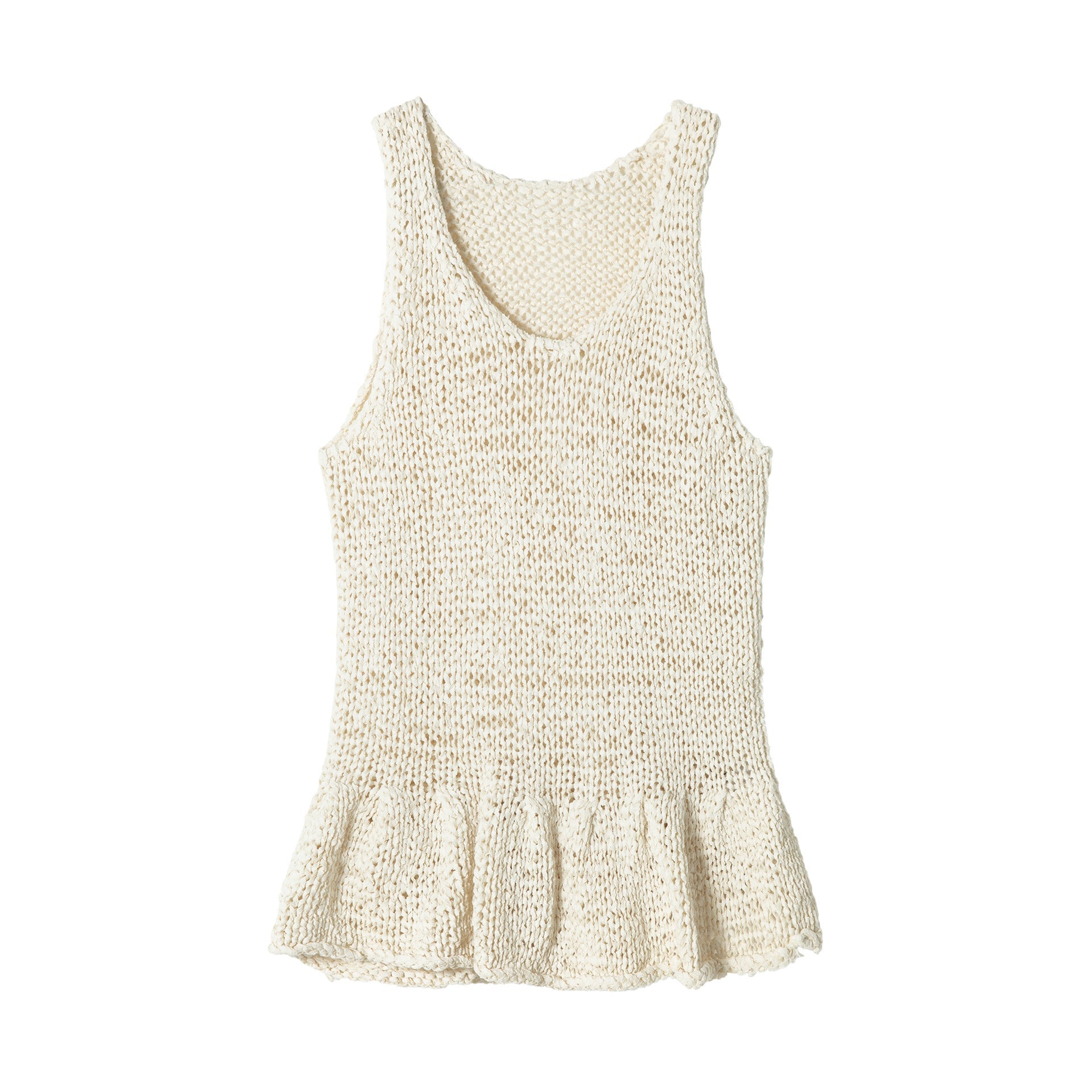 Spring nylon cotton lotus leaf edge narrow U neck texture sling vest