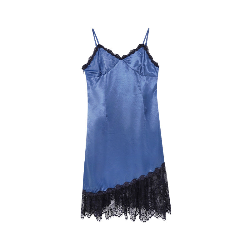 Sexy satin tube top suspender dress