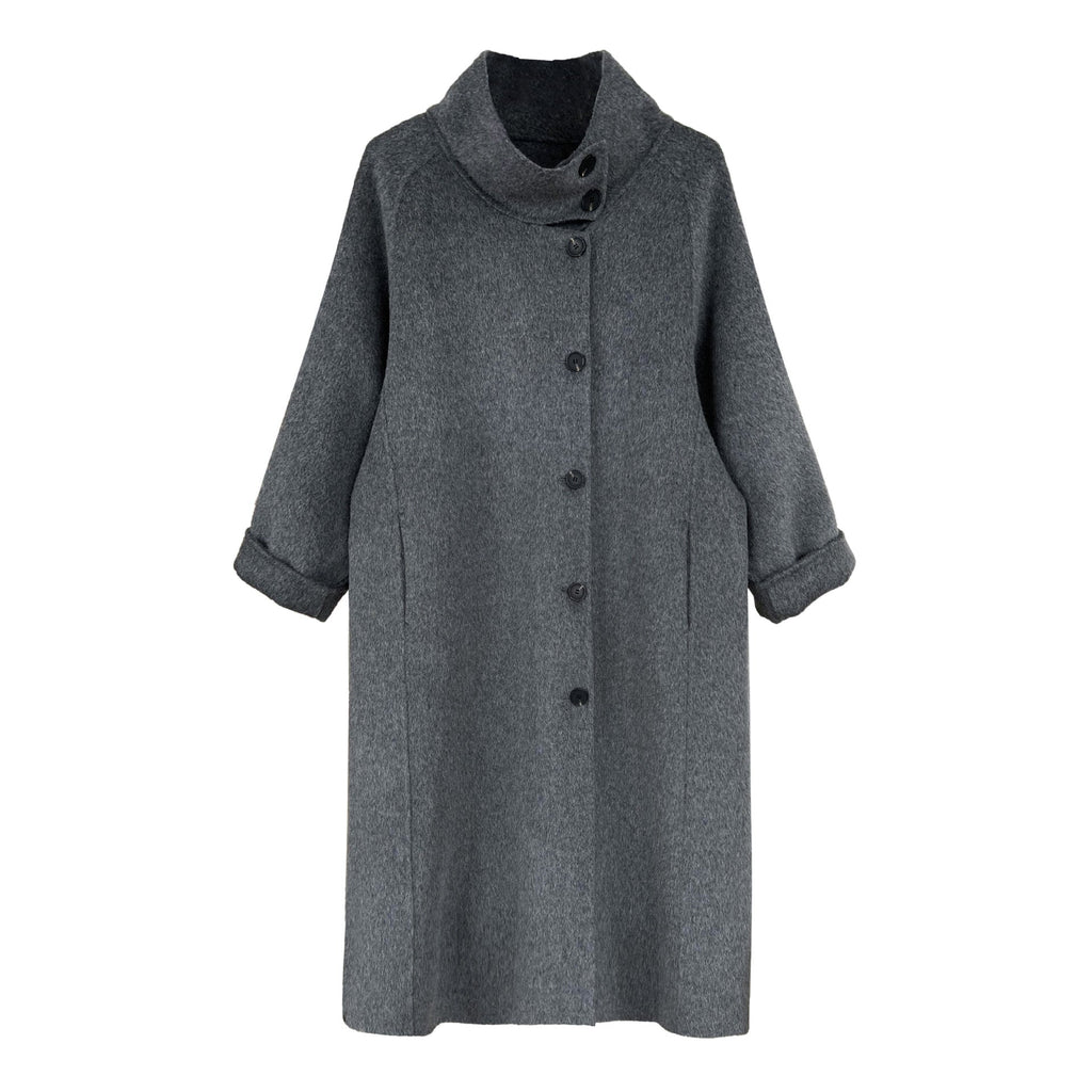 Korean high-end stand-up collar double-sided woolen coat women's medium and long style