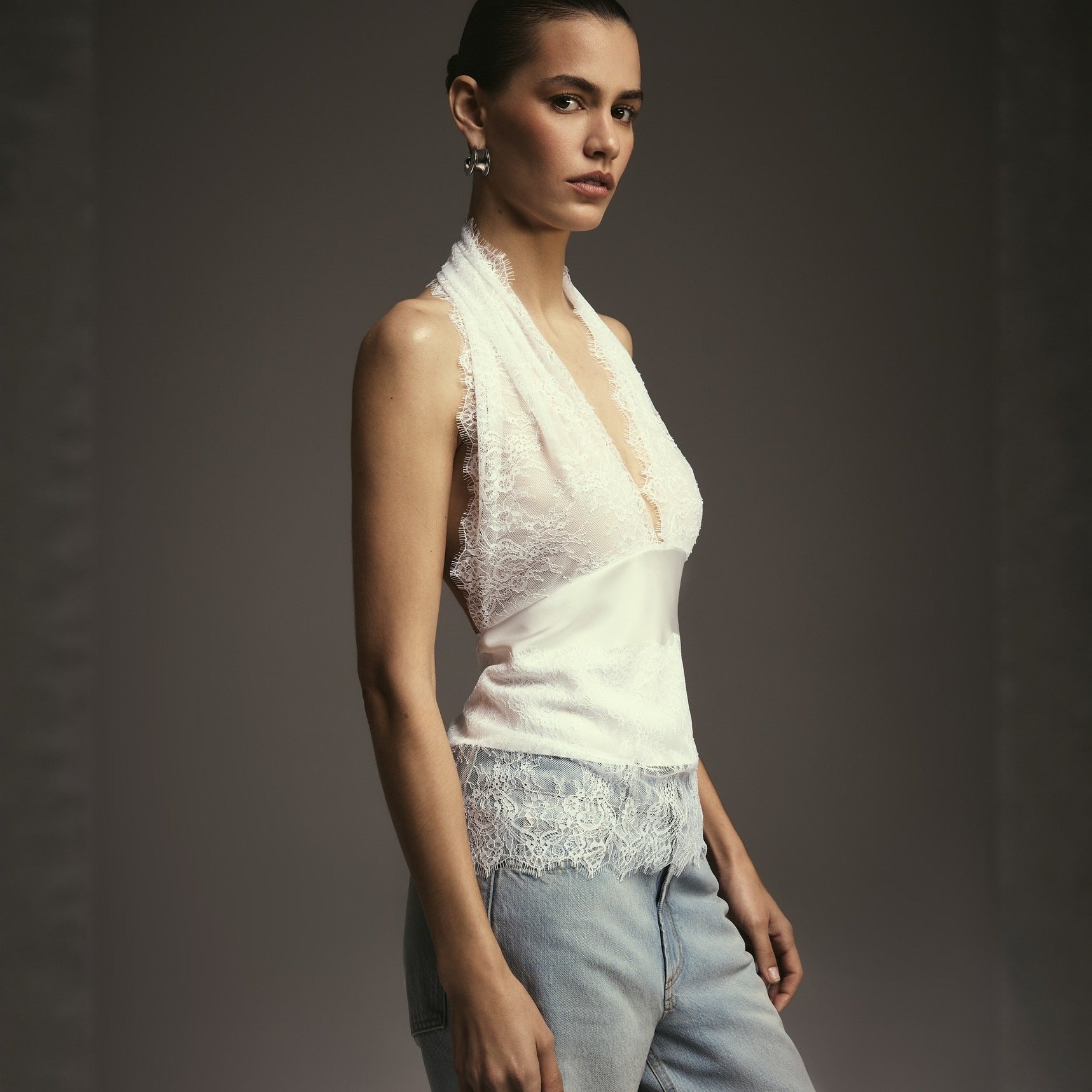 Pure lust lace back halterneck T-shirt