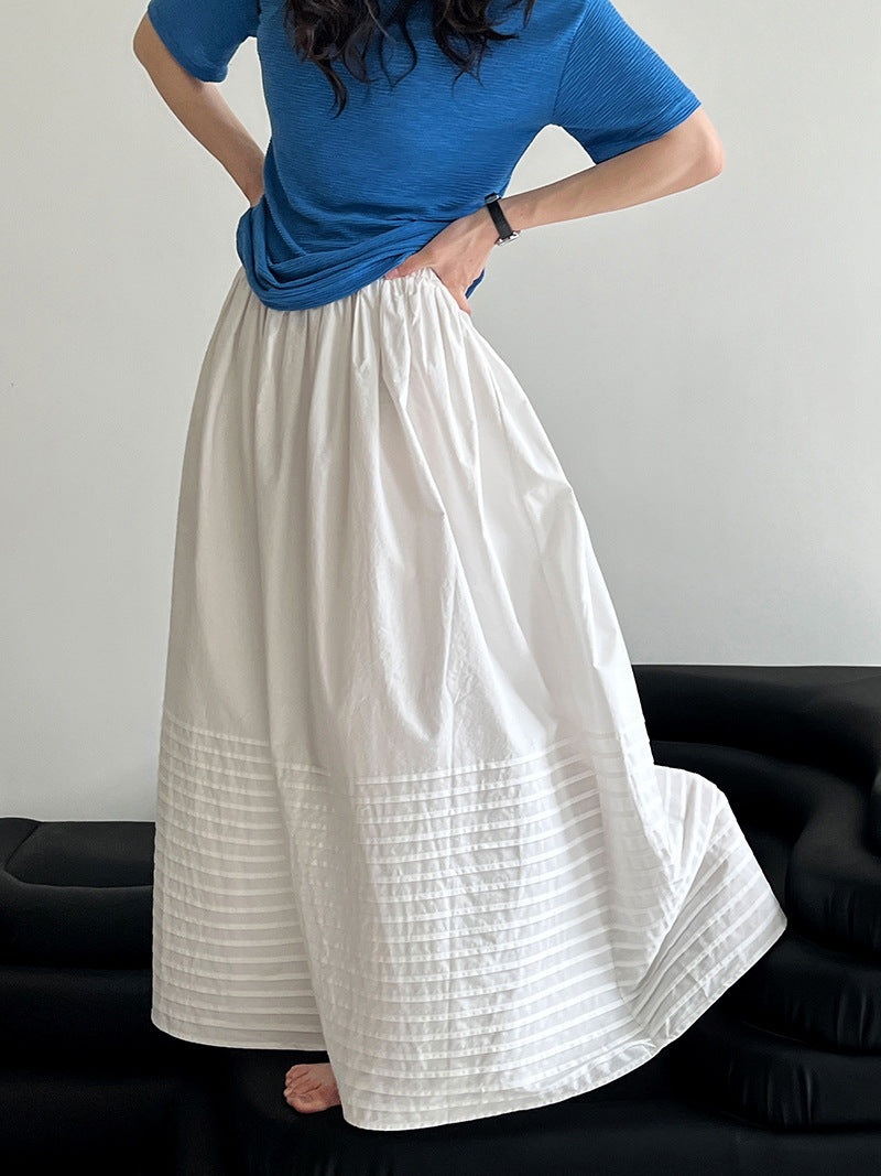 Temperament Korean three-dimensional pleated skirt women's early autumn new high-waisted organ pleated A-shaped umbrella skirt 3591