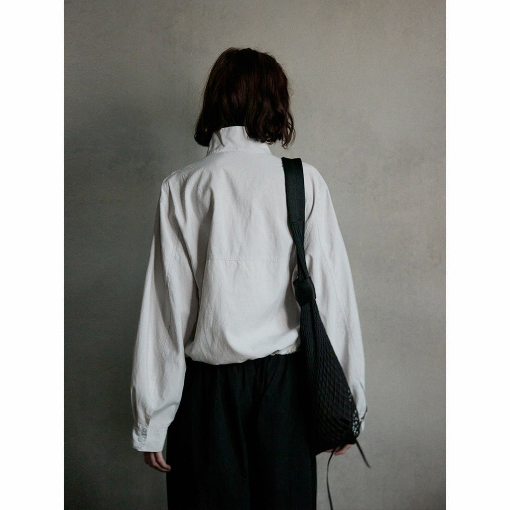 Flax skinny stand-up collar jacket top women's spring new simple versatile commuter jacket