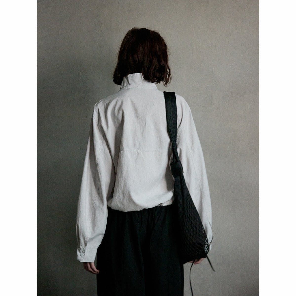 Flax skinny stand-up collar jacket top women's spring new simple versatile commuter jacket