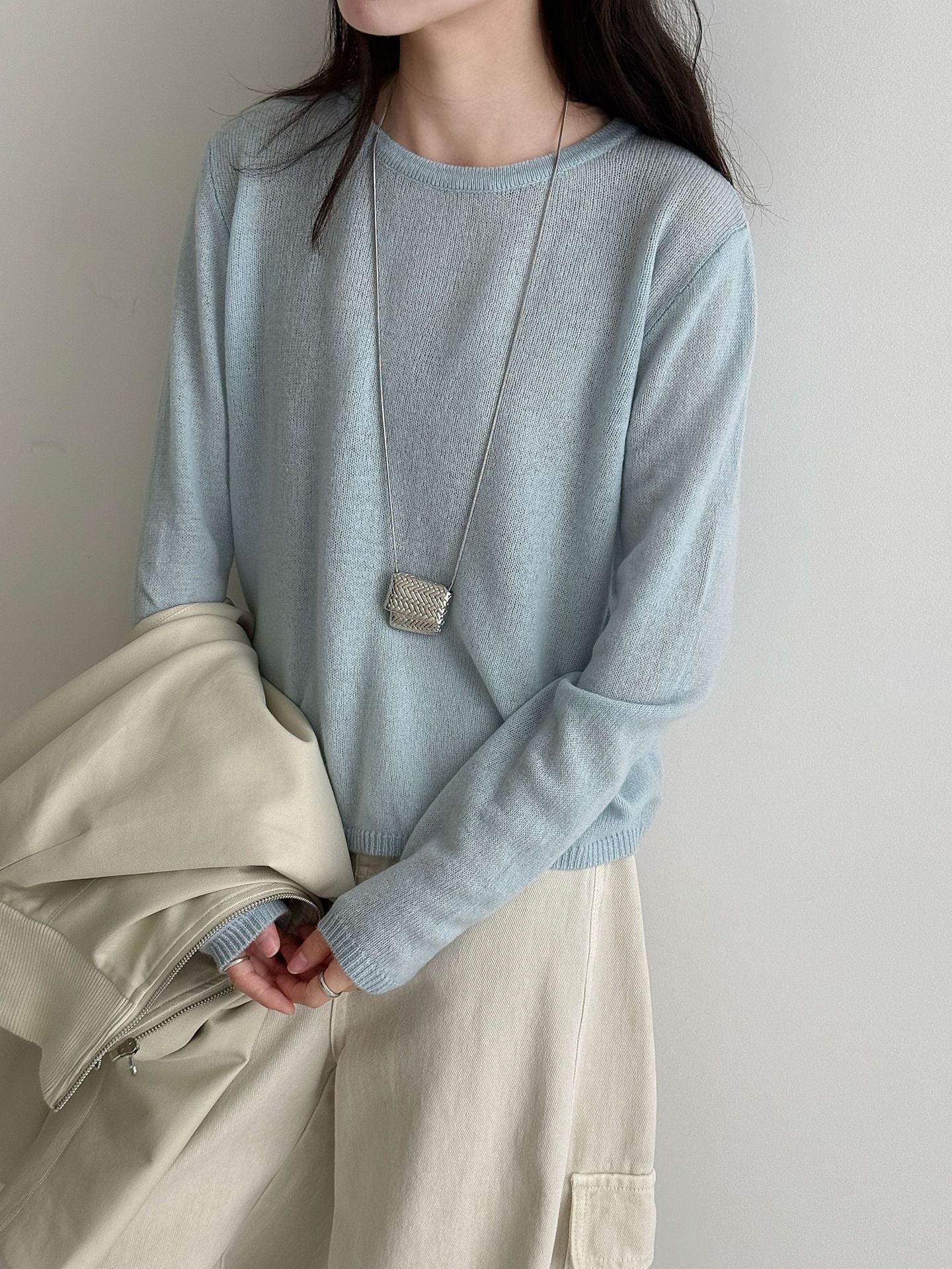 Korean high-end versatile wool knitted bottoming shirt women's autumn new slim-fitting and thin top