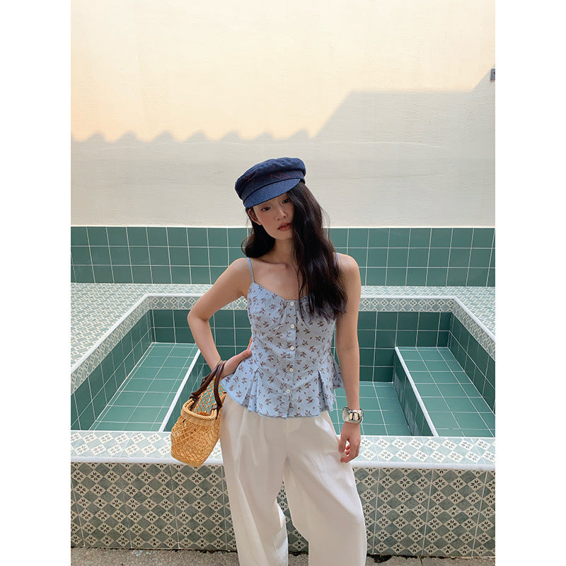Design waist floral sling vest