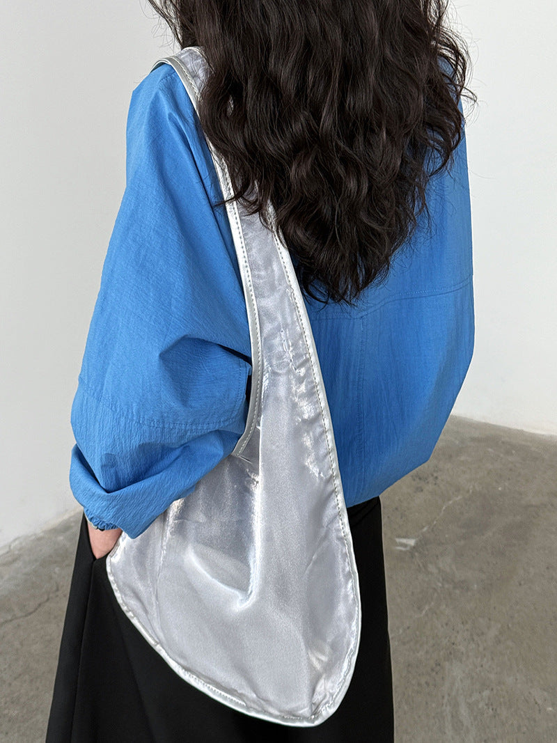 Early autumn new Korean casual pullover lapel shirt women's loose hem drawstring waist top