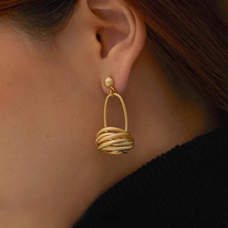 Premium matte 925 silver needle basket earrings personalized creative design earrings niche temperament premium earrings