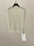 Spring small flying sleeves texture imported and gauze crew neck knit top