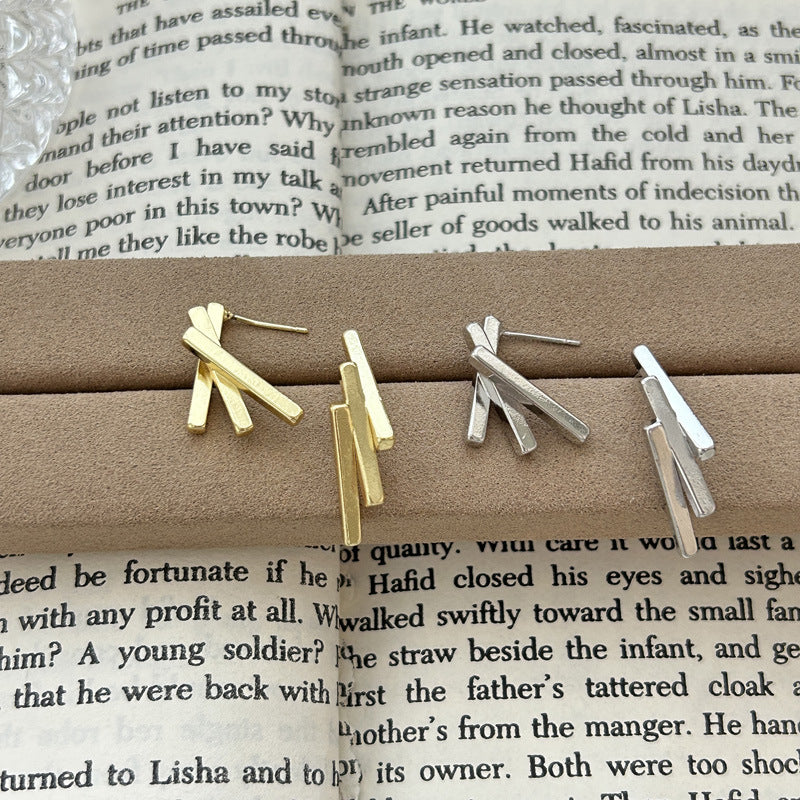 925 silver geometric retro stud earrings simple and small temperament unique earrings personalized trend earrings