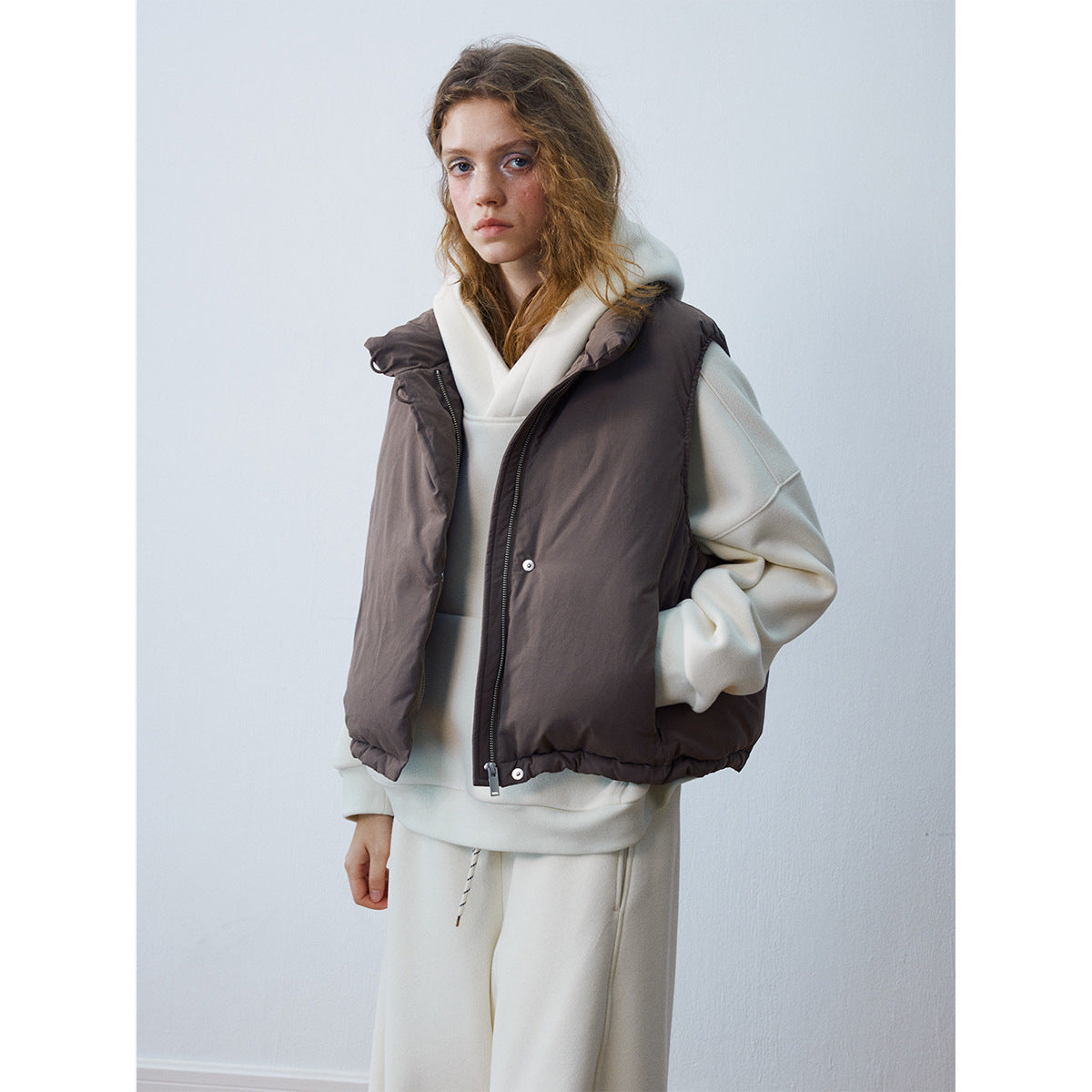 Winter new white duck down stand-up collar cloud down vest