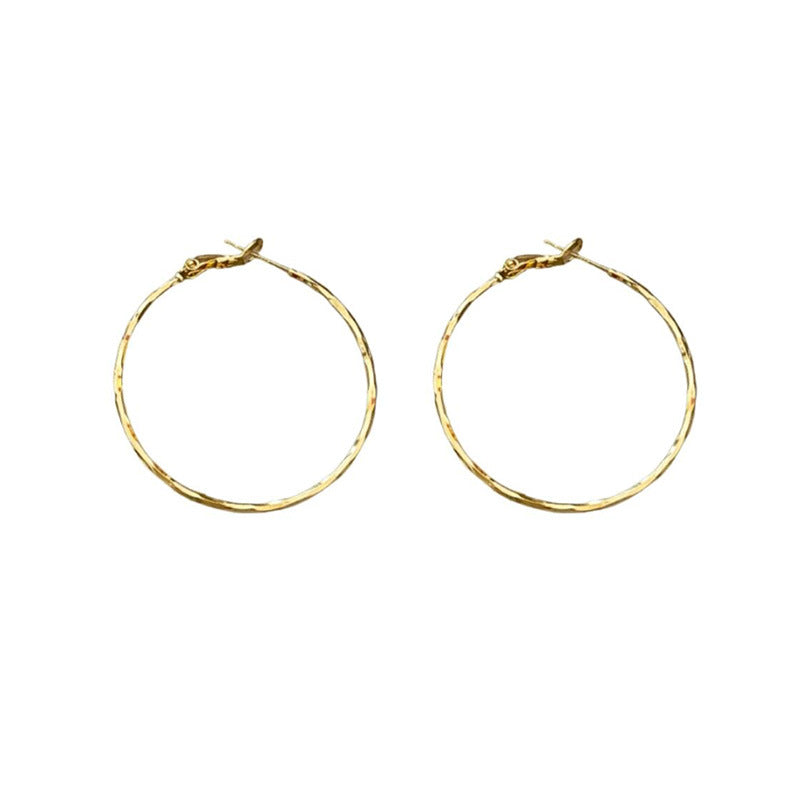 Large circle earrings 925 new plain circle personality exaggerated cold wind temperament earrings women