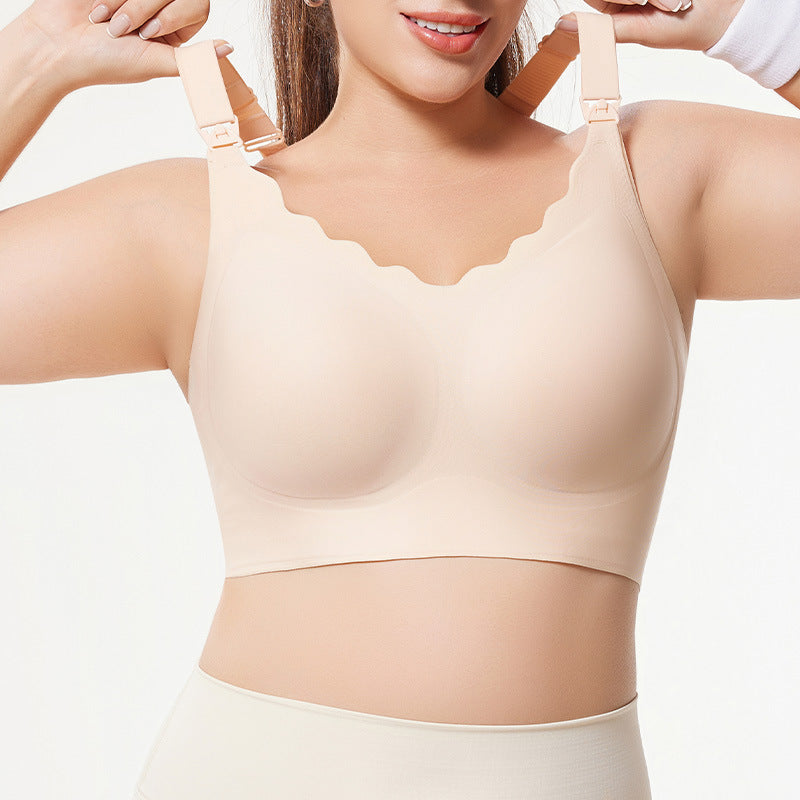 European and American foreign trade fat mm seamless large size underwear women's big breasts show small gathering upper support side collection beautiful back sports underwear