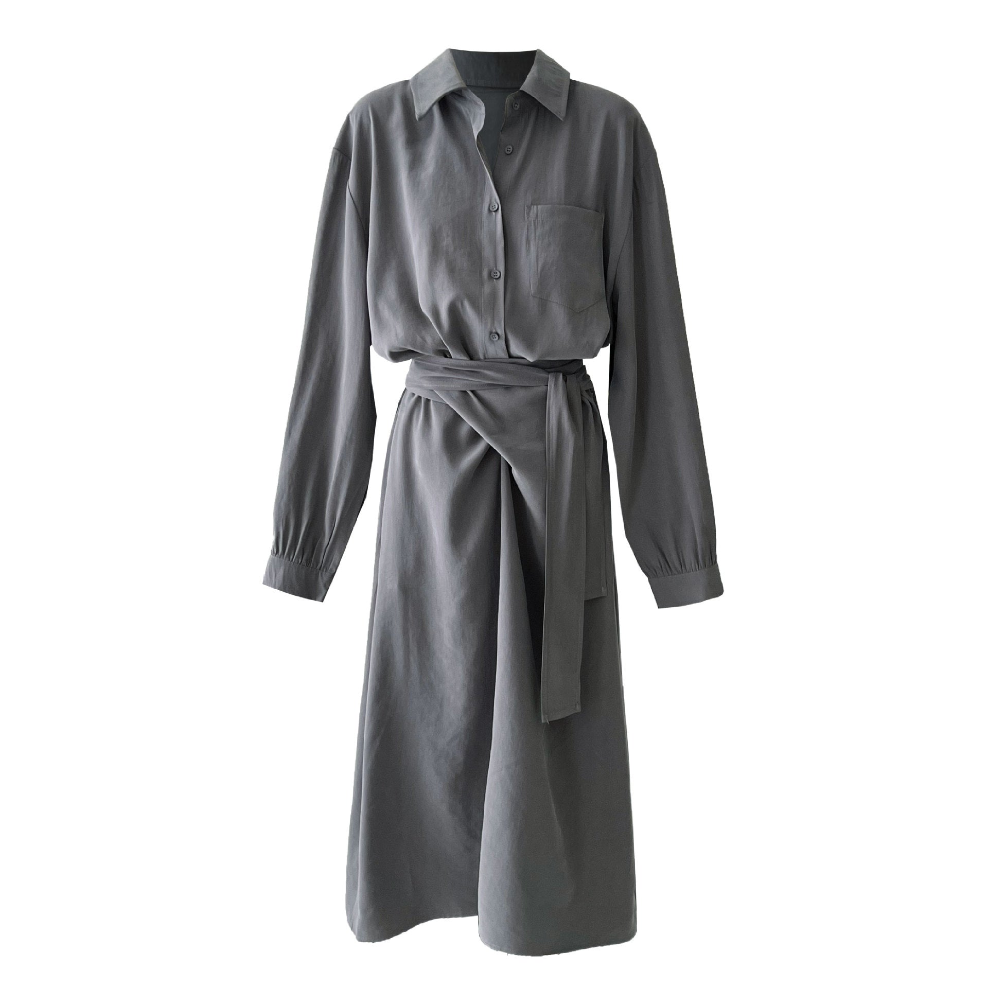Korean intellectual gentle shirt strap dress women's autumn new irregular temperament long dress