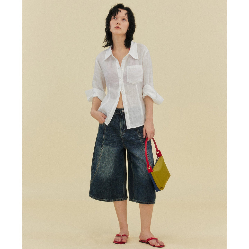 Minimalist linen slim-fit shirt