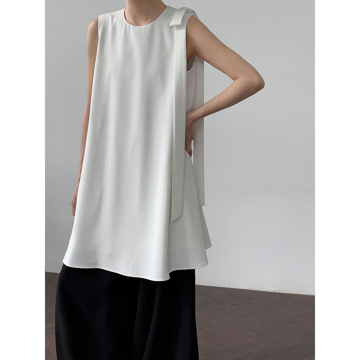 French holiday bow sleeveless vest skirt summer new temperament niche design dress