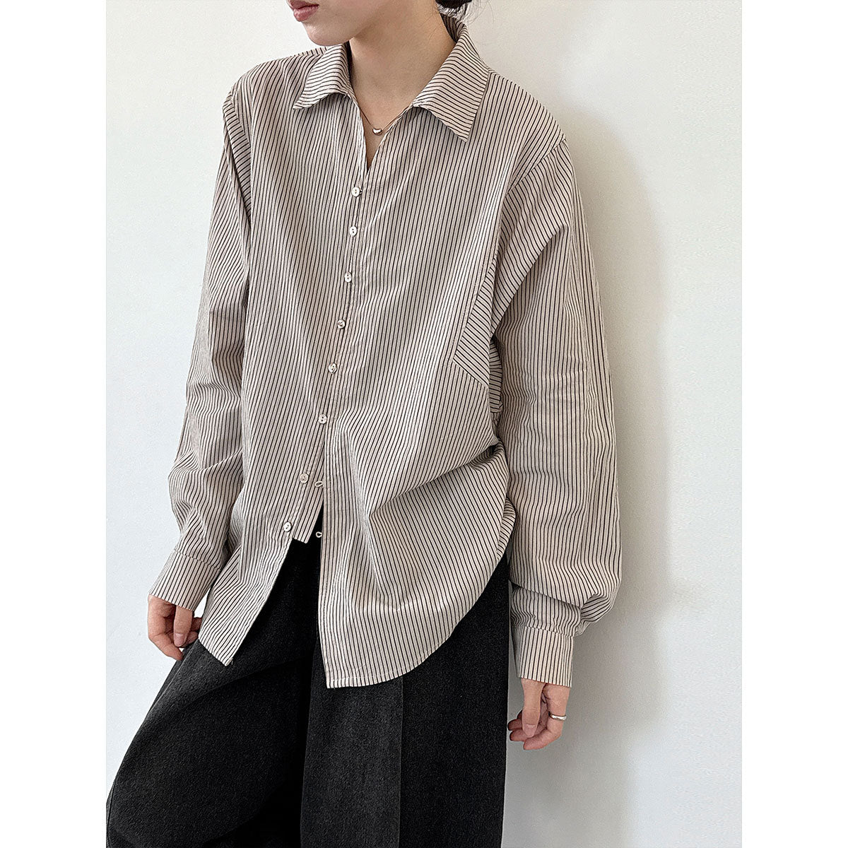 New temperament lapel versatile silhouette shirt